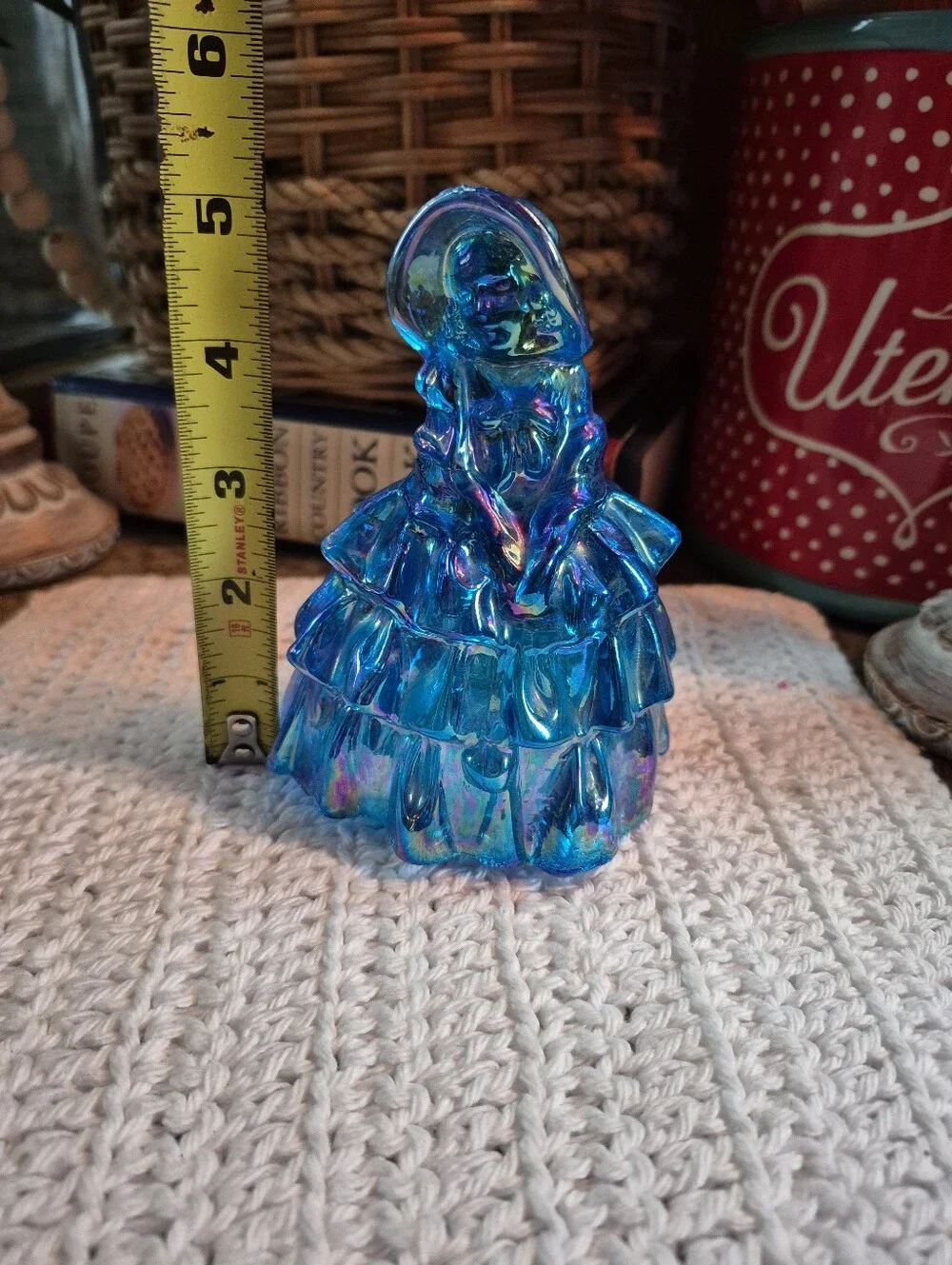 Vintage Blue Carnival Glass ‘Southern Belle’ by Wheaton Glass Figure 5